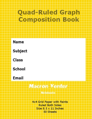 Quad-Ruled Graph Composition Notebook [4x4 grid] 4 squares per inch.: 50 Sheets with Feint Grid Lines - 8.5 x 11 Inches [Ruled Both Sides] (4x4 Grid with Feint Lines - Ruled Both Sides #1)