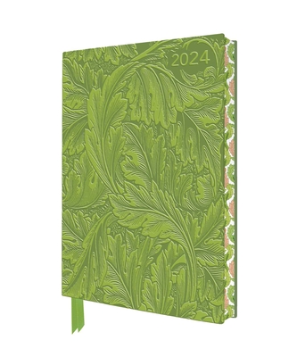 William Morris: Acanthus 2024 Artisan Art Vegan Leather Diary - Page to View with Notes By Flame Tree Studio (Created by) Cover Image