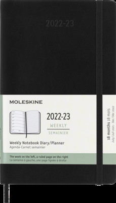 Moleskine 2023 Weekly Notebook Planner, 18M, Large, Black, Soft Cover (5 x 8.25) By Moleskine Cover Image