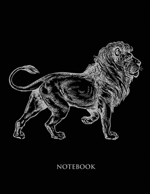 Lion Notebook: Half Picture Half Wide Ruled Notebook - Large (8.5 x 11 inches) - 110 Numbered Pages - Silver Softcover Cover Image