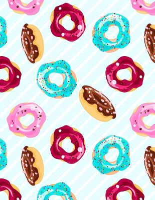 Notebook: Colored Doughnuts With Sprinkles & Blue Stripes, Notebooks For Kids, Large Size - Letter, Wide Ruled By Pinkcrushed Notebooks Cover Image