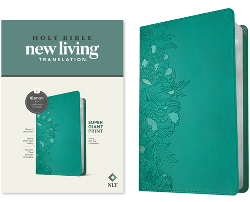 NLT Super Giant Print Bible, Filament-Enabled Edition (Leatherlike, Peony Rich Teal, Red Letter) Cover Image