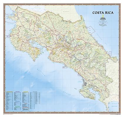National Geographic Costa Rica Wall Map (38 X 36 In) (National Geographic Reference Map) By National Geographic Maps Cover Image