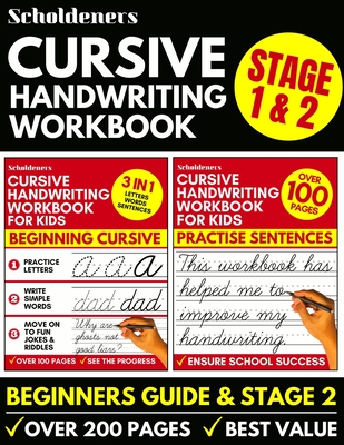 Cursive Handwriting Workbook: 2-in-1 Book Set For Kids (Cursive for Beginners / Cursive Writing Practice Book) By Scholdeners Cover Image