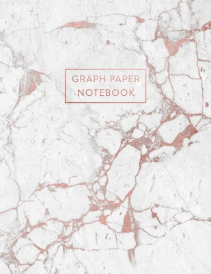 Graph Paper Notebook: White Marble and Rose Gold Inlay - Keywords (8.5 x 11 - 100 pages) By Paperlush Press Cover Image