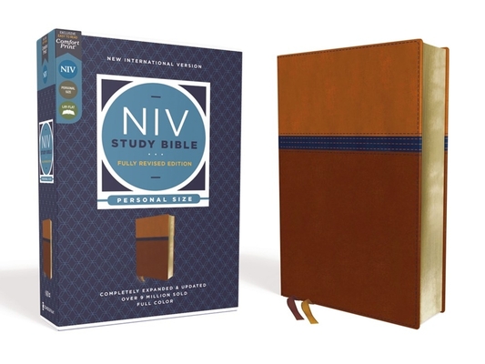 NIV Study Bible, Fully Revised Edition, Personal Size, Leathersoft, Brown/Blue, Red Letter, Comfort Print By Kenneth L. Barker (Editor), Mark L. Strauss (Editor), Jeannine K. Brown (Editor) Cover Image