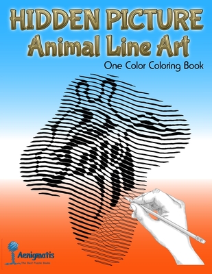 Hidden Picture Animal Line Art: One Color Coloring Book Cover Image