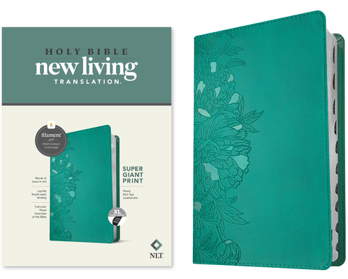 NLT Super Giant Print Bible, Filament-Enabled Edition (Leatherlike, Peony Rich Teal, Indexed, Red Letter) Cover Image