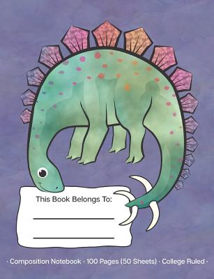 Composition Notebook: Dinosaur Stegosaurus Purple Background; College Ruled Pages Cover Image