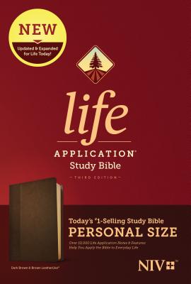 NIV Life Application Study Bible, Third Edition, Personal Size (Leatherlike, Dark Brown/Brown) Cover Image