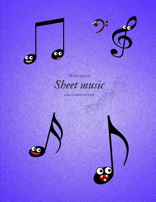 Wide Spaced Sheet Music for Composition: 10 Staves Per Page.Purple Cover.