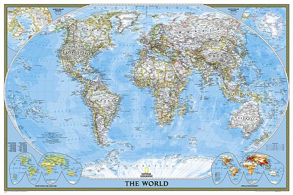 National Geographic: World Classic Wall Map (Poster Size: 36 X 24 Inches) (National Geographic Reference Map) By National Geographic Maps Cover Image
