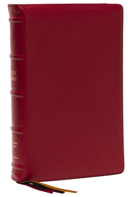 KJV Large Print Single-Column Bible, Personal Size with End-Of-Verse Cross References, Red Goatskin Leather, Premier Collection, Red Letter, Comfort P By Thomas Nelson Cover Image