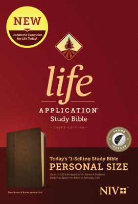 NIV Life Application Study Bible, Third Edition, Personal Size (Leatherlike, Dark Brown/Brown, Indexed) Cover Image