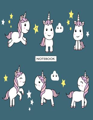 Notebook: Unicorns on green cover and Dot Graph Line Sketch pages, Extra large (8.5 x 11) inches, 110 pages, White paper, Sketch Cover Image