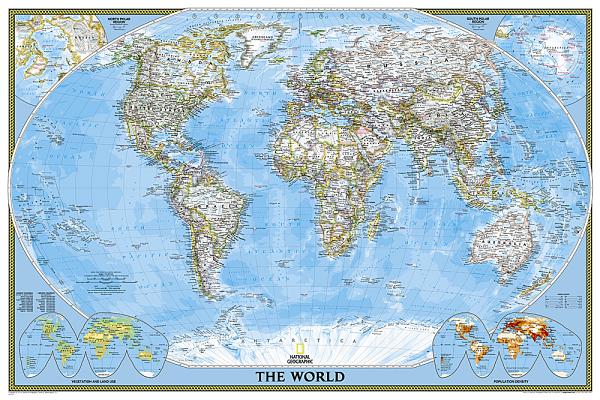 National Geographic World Wall Map - Classic - Laminated (Poster Size: 36 X 24 In) (National Geographic Reference Map)