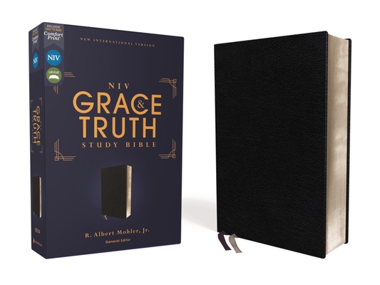 Niv, the Grace and Truth Study Bible (Trustworthy and Practical Insights), European Bonded Leather, Black, Red Letter, Comfort Print Cover Image