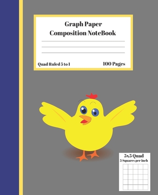Graph Composition Notebook 5 Squares per inch 5x5 Quad Ruled 5 to 1 100 Sheets: Cute Funny Chicken Spread Wings Gift Notepad / Grid Squared Paper Back Cover Image