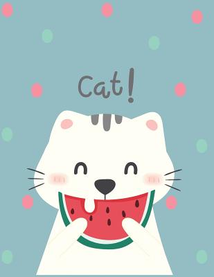 Cat!: Cute cat on green cover and Dot Graph Line Sketch pages, Extra large (8.5 x 11) inches, 110 pages, White paper, Sketch (Cute Cat on Green Notebook #3)