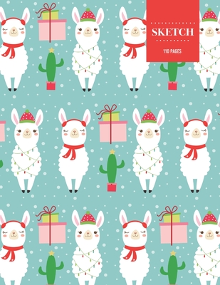 Sketch 110 Pages: Christmas Llama Alpaca Sheep Sketchbook for Kids, Teen and College Students Succulent Llama Pattern By Sketch Notebook Hinterland Cover Image
