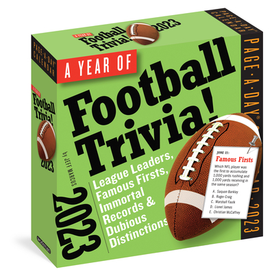 A Year of Football Trivia! Page-A-Day Calendar 2023: League Leader, Famous Firsts, Immortal Records & Dubious Distinctions By Jeff Marcus, Workman Calendars Cover Image