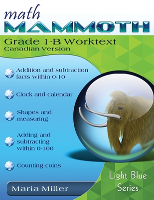Math Mammoth Grade 1-B Worktext (Canadian Version) (Light Blue) Cover Image