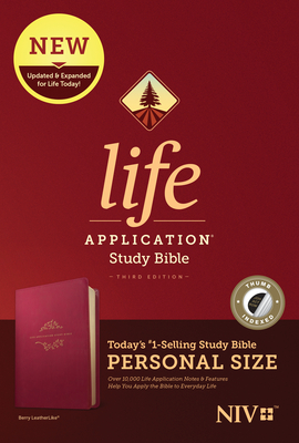 NIV Life Application Study Bible, Third Edition, Personal Size (Leatherlike, Berry, Indexed) Cover Image