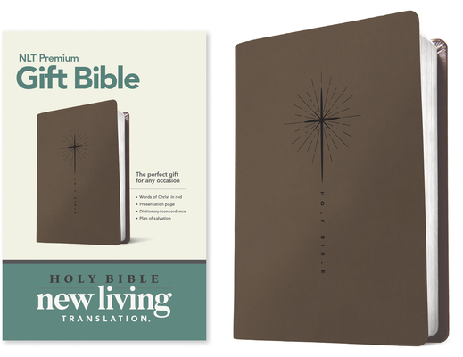 Premium Gift Bible NLT (Leatherlike, Star Cross Taupe, Red Letter) Cover Image