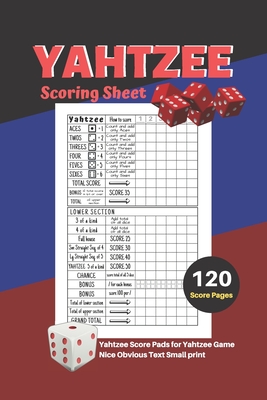 Yahtzee Scoring Sheet: V.9 Yahtzee Score Pads for Yahtzee Game Nice Obvious Text Small print Yahtzee Score Sheets 6 by 9 inch Cover Image