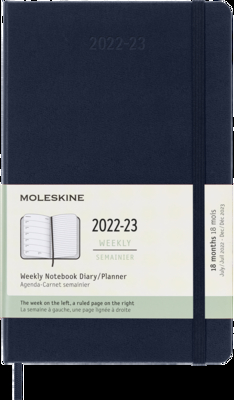 Moleskine 2023 Weekly Notebook Planner, 18M, Large, Sapphire Blue, Hard Cover (5 x 8.25) By Moleskine Cover Image
