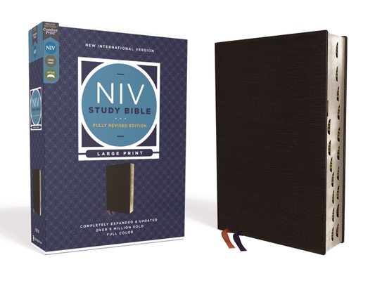 NIV Study Bible, Fully Revised Edition, Large Print, Bonded Leather, Black, Red Letter, Thumb Indexed, Comfort Print By Kenneth L. Barker (Editor), Mark L. Strauss (Editor), Jeannine K. Brown (Editor) Cover Image