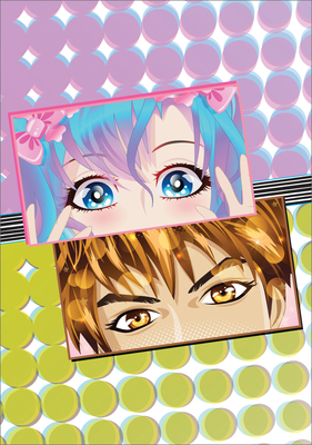 Manga Eyes Dotted Paperback Journal: Blank Notebook with Pocket Cover Image