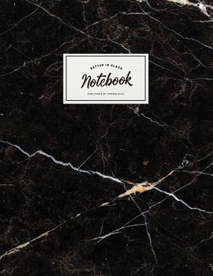 Notebook: Beautiful black marble white label ★ School supplies ★ Personal diary ★ Office notes 8.5 x 11 - big By Paper Juice Cover Image