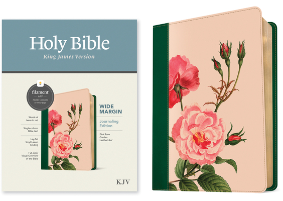 KJV Wide Margin Bible, Filament-Enabled Edition (Leatherlike, Pink Rose Garden, Red Letter) By Tyndale (Created by) Cover Image