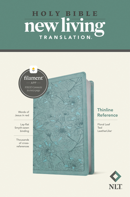 NLT Thinline Reference Bible, Filament-Enabled Edition (Leatherlike, Floral Leaf Teal, Red Letter) By Tyndale (Created by) Cover Image