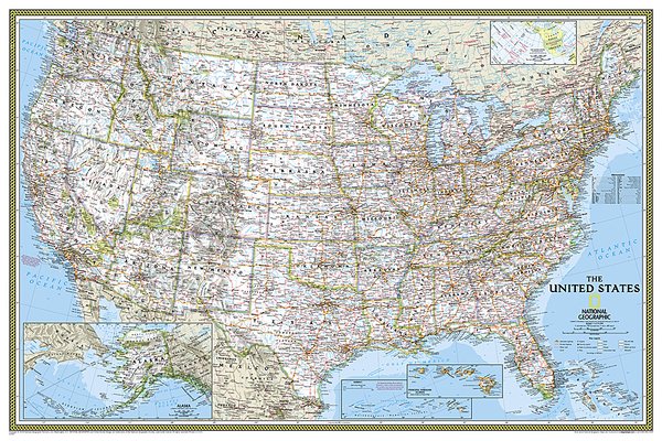 National Geographic United States Wall Map - Classic (Poster Size: 36 X 24 In) (National Geographic Reference Map) Cover Image