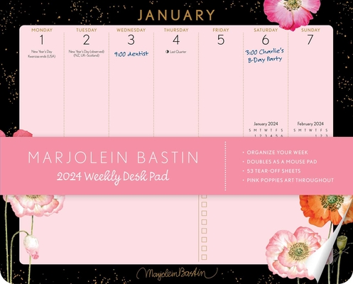 Marjolein Bastin 2024 Weekly Desk Pad: Pink Poppies By Marjolein Bastin Cover Image