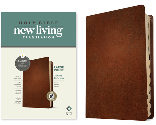 NLT Large Print Thinline Reference Bible, Filament-Enabled Edition (Genuine Leather, Brown, Indexed, Red Letter) Cover Image