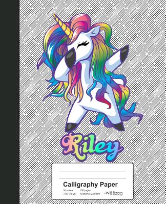 Calligraphy Paper: RILEY Unicorn Rainbow Notebook Cover Image