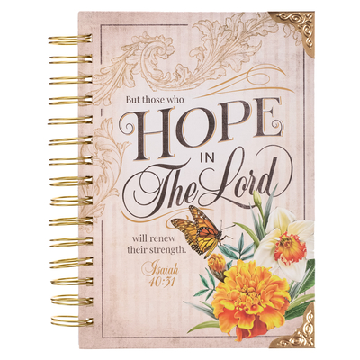 Christian Art Gifts Journal W/Scripture for Women Hope in the Lord Isaiah 40:31 Butterfly Deep Ocean Blue 192 Ruled Pages, Large Hardcover Notebook, W Cover Image