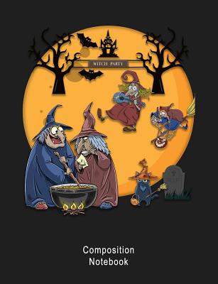 Composition Notebook: Composition book: (7,44x9,69) 120pages Wide Ruled Line Paper halloween party scene Cover Image