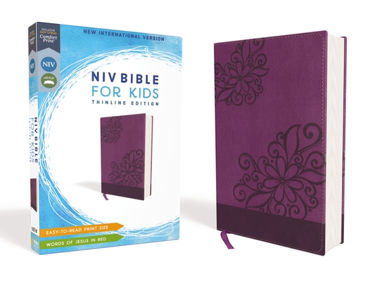 Niv, Bible for Kids, Leathersoft, Purple, Red Letter, Comfort Print: Thinline Edition By Zondervan Cover Image