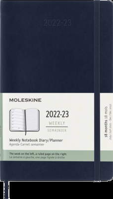 Moleskine 2023 Weekly Notebook Planner, 18M, Large, Sapphire Blue, Soft Cover (5 x 8.25) By Moleskine Cover Image