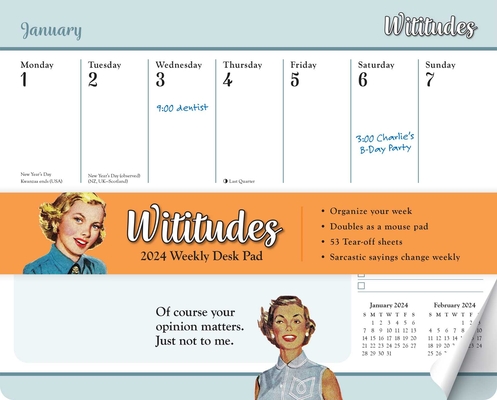 Wititudes 2024 Weekly Desk Pad Calendar By Wititudes Cover Image