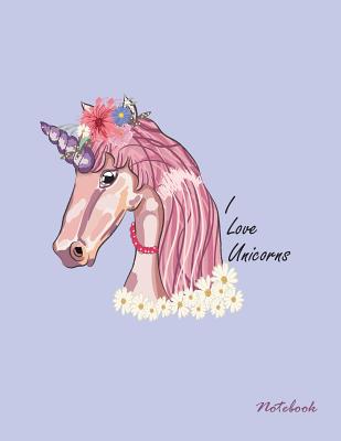 I love unicorns notebook: Unicorn on purple cover and Dot Graph Line Sketch pages, Extra large (8.5 x 11) inches, 110 pages, White paper, Sketch By Cutie Unicorn Cover Image