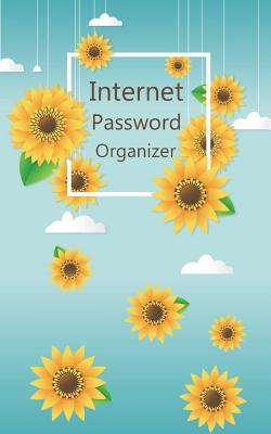 Internet Password Organizer: Never Forget A Password Again! Yellow Flower On Blue Background Design, 5