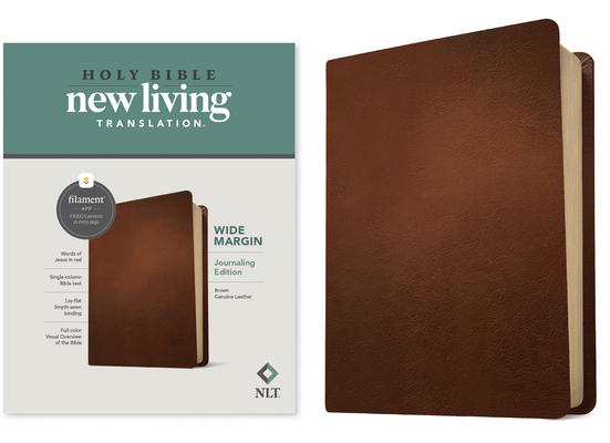 NLT Wide Margin Bible, Filament-Enabled Edition (Genuine Leather, Brown, Red Letter) Cover Image