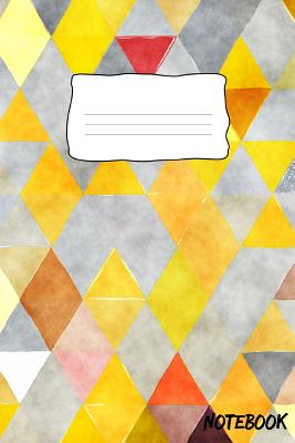 Notebook: 120 Dot Grid Pages, 6 X 9 Inches, White Paper, Matte Finished Soft Cover (Geometric Abstract Yellow Orange Gold Gray T Cover Image