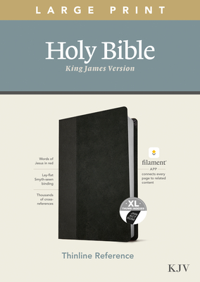KJV Large Print Thinline Reference Bible, Filament Enabled Edition (Red Letter, Leatherlike, Black/Onyx, Indexed) Cover Image