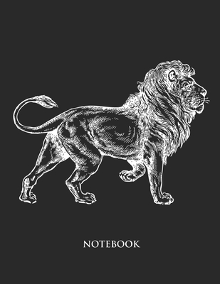 Lion Notebook: Half Picture Half Wide Ruled Notebook - Large (8.5 x 11 inches) - 110 Numbered Pages - Black Softcover Cover Image